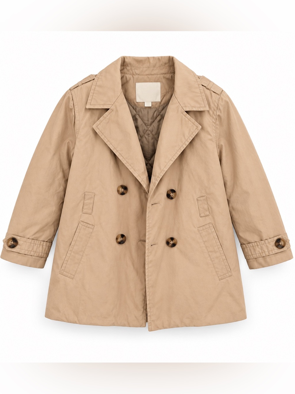 Zara Kids Beige Quilted Trench Coat Girls 6 Years 116 cm